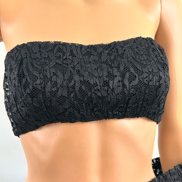 Free People Black Carina Meadow Lace Mini Dress Matching Lace Bandeau Small NWOT - Picture 9 of 9